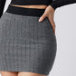 Dark Grey Contrast Waist Slim Fit Knit Skirt