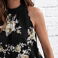 Stand Collar Sleeveless Mock-neck Floral Top