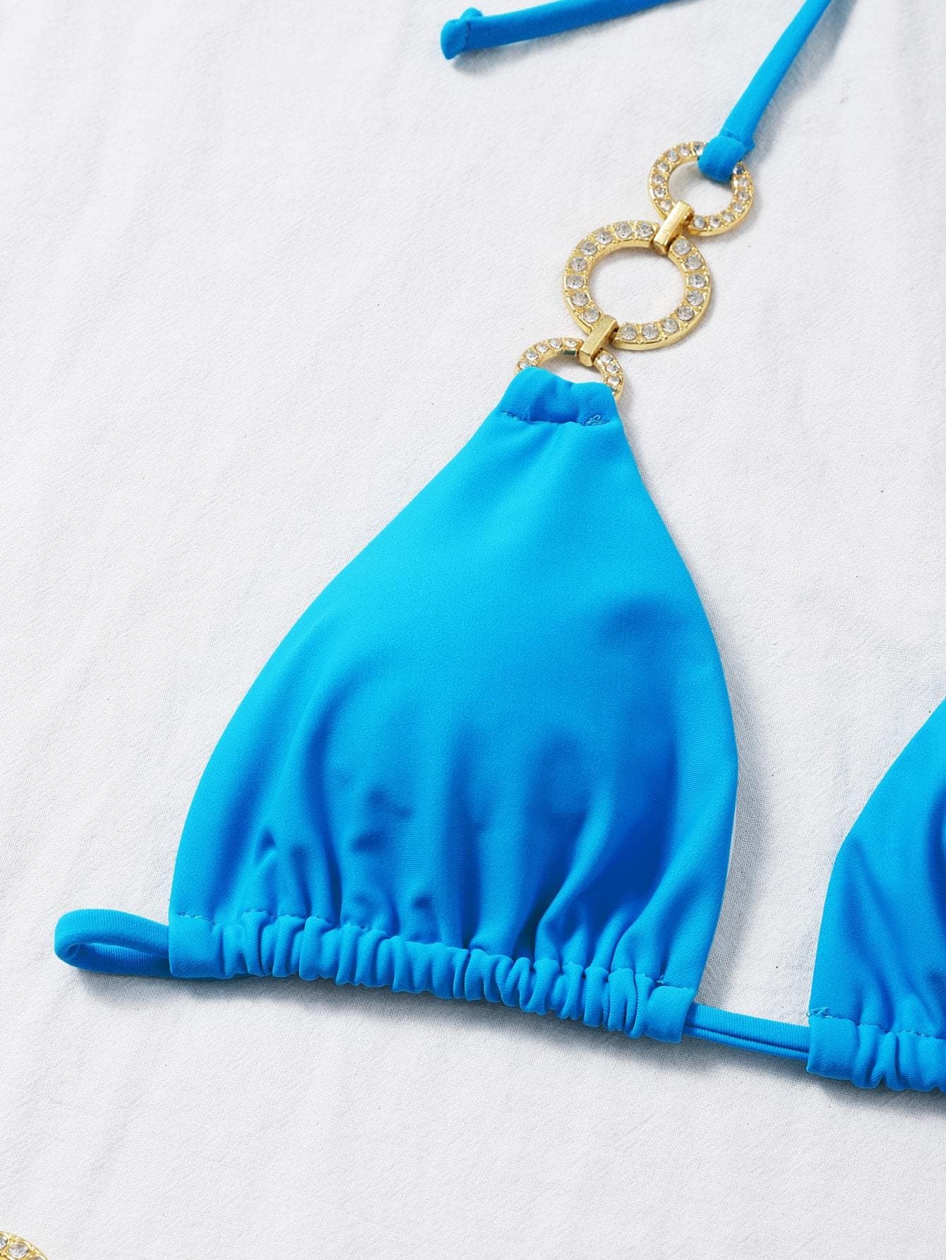 Chain Linked Halter Neck Triangle Tie Side Bikini Swimwear