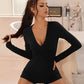 Plunge V-Neck Button Front Lounge Sleepwear Romper