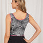 Square Neck Pin Detail Heart and Zebra Striped Tank Top
