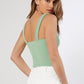 Mint Green Sweetheart Neck Solid Knit Slim Fit Top