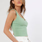 Mint Green Sweetheart Neck Solid Knit Slim Fit Top