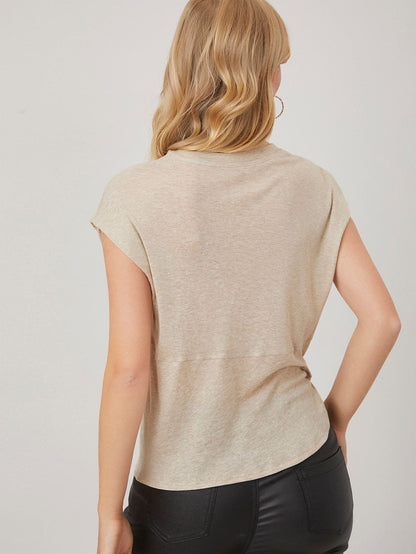 Rond Neck Wool Blend Asymmetrical Twist Top