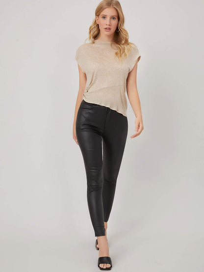 Rond Neck Wool Blend Asymmetrical Twist Top