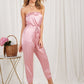 Strapless Solid Satin Tube Jumpsuit