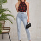 Tie Back Floral Print Halter Top