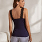 Blue White Contrast Lace Panel Gingham Tie Front Cami Pyjama Sleepwear Set
