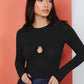 Black Round Neck O-ring Detail Fitted Top