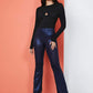 Black Round Neck O-ring Detail Fitted Top