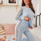 Round Neck Contrast Lace Pyjama Sleepwear Set