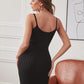 Black Solid Rib-knit Slim Fit Jumper Dress