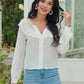 Notched Lace Panel Button Front Boho Top