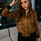 Drop Shoulder Zip Up Suede Bomber Jacket