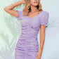 Sweetheart Neck Short Puff Sleeve Slim Fit Ruched Dress