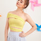 Yellow Sleeveless One Shoulder Cut Out Top