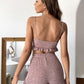 Spaghetti Strap Sleeveless Ruffle Hem Knot Lounge Sleepwear Set