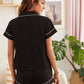 Contrast Binding Button Pocket Front Pyjama Sleepwear Set