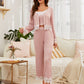 3 Pack Dusty Pink Contrast Lace Pyjama Sleepwear Set