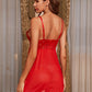 Spaghetti Strap Contrast Lace Backless Sheer Cami Night Dress