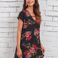 Batwing Cap Sleeve Keyhole Neck Floral Print Dress