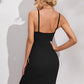 Black Sleeveless Spaghetti Strap Lace Up Front Slim Fit Jumper Dress