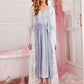Floral Embroidery V-Neck Sleepwear Night Dress and Tie Front Robe