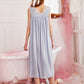 Floral Embroidery V-Neck Sleepwear Night Dress and Tie Front Robe