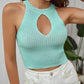 Pastel Green Round Neck Cut Out Detail Knit Slim Fit Top