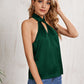 Dark Green Sleeveless Solid Satin Halter Top