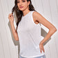 White Round Neck Solid Tank Top