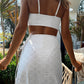 3pack White Spaghetti Strap Schiffy Knot Front Bikini Swimsuit With Beach Skirt