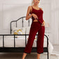 Spaghetti Strap Sleeveless Contrast Lace Split Pyjama Sleepwear Set
