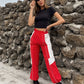Black Eyelet Lace Up Side Slim Fit Crop Tee Top