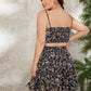 Plus Allover Floral Print Spaghetti Strap Sleeveless Shirred Back Cami Top and Skirt Set
