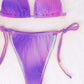 Tie Dye Velvet Triangle Thong Bikini Swimsuit