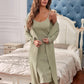 Green Solid Cami Night Dress and Lounge Robe