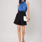 Royal Blue Halter Neck Satin Texture Top