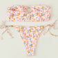 Random Ditsy Floral Bandeau Ruched Bikini Swimsuit