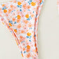 Random Ditsy Floral Bandeau Ruched Bikini Swimsuit