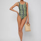 O-Ring Scoop Neck Detail Snakeskin Print Swimwear