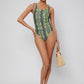 O-Ring Scoop Neck Detail Snakeskin Print Swimwear
