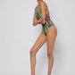 O-Ring Scoop Neck Detail Snakeskin Print Swimwear