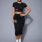Black Round Neck Ripped Slim Fit Crop Top