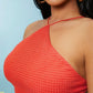 Red Tied Backless Slim Fit Sleeveless Halter Top