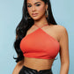Red Tied Backless Slim Fit Sleeveless Halter Top