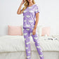 Round Neck Polka Dot And Cloud Print Pajama Sleepwear Set