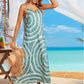 Green Tie Dye Spaghetti Strap Sleeveless Dress