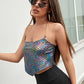 Backless Sleeveless Holographic Fish Scale Chain Strap Halter Top