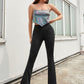 Backless Sleeveless Holographic Fish Scale Chain Strap Halter Top